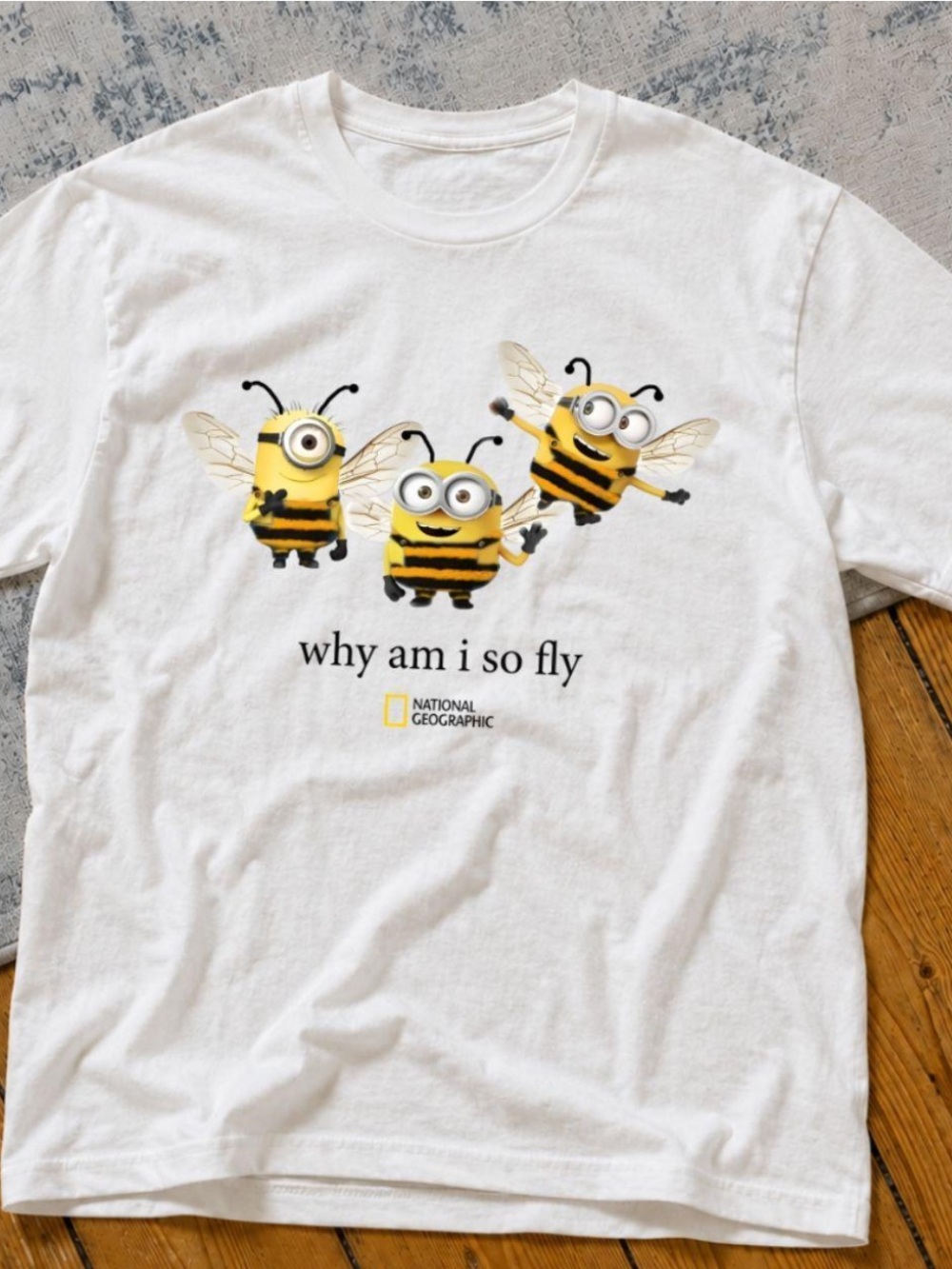 Gildan White Short-Sleeve Tee with Yellow Bee Character Graphic
